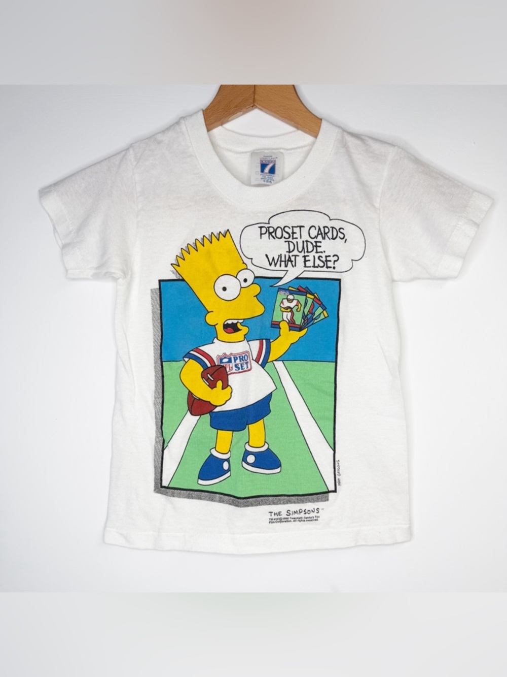 The Simpsons Bart Pro Set White Vintage Kids Graphic Tee‎ Small 6-8